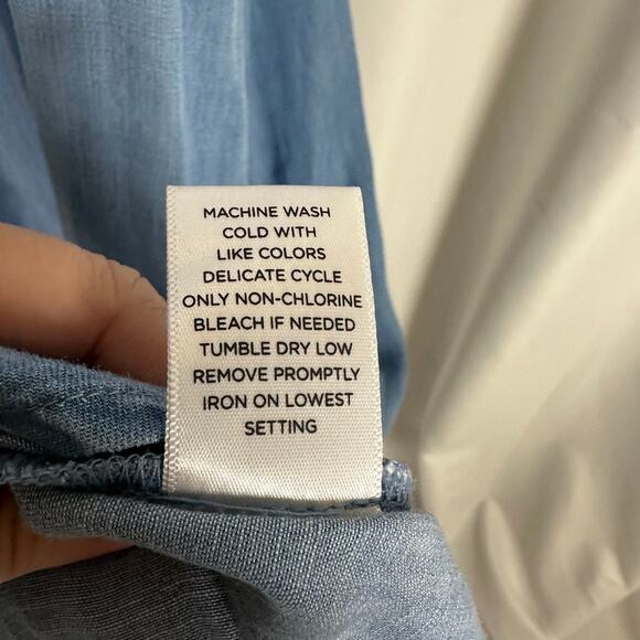 NWT Nurture by Westbound Flutter Sleeve Tiered Midi A-line Dress Tencel 2X Blue - Picture 8 of 11